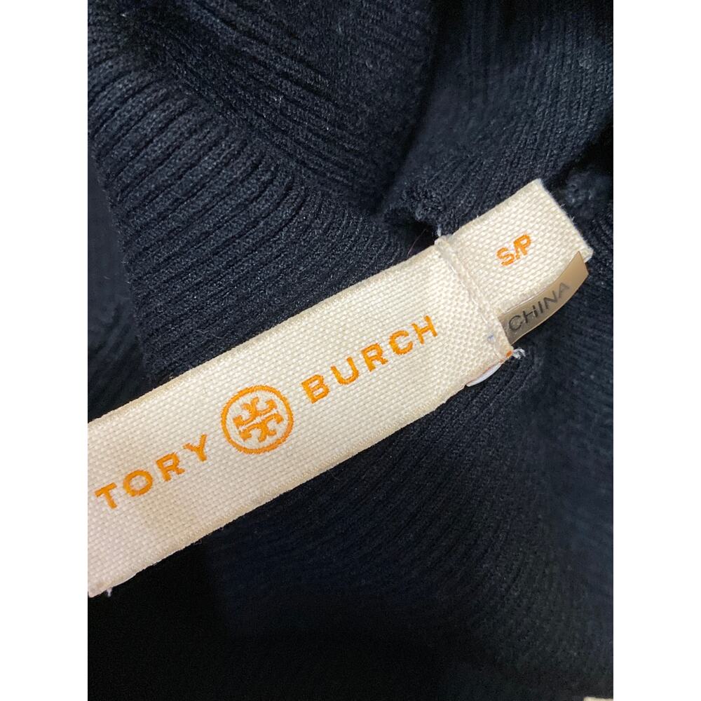 Tory Burch Women's Black Ribbed Knit Turtleneck Long Sleeve Sweater Top Size S/P - Picture 4 of 5